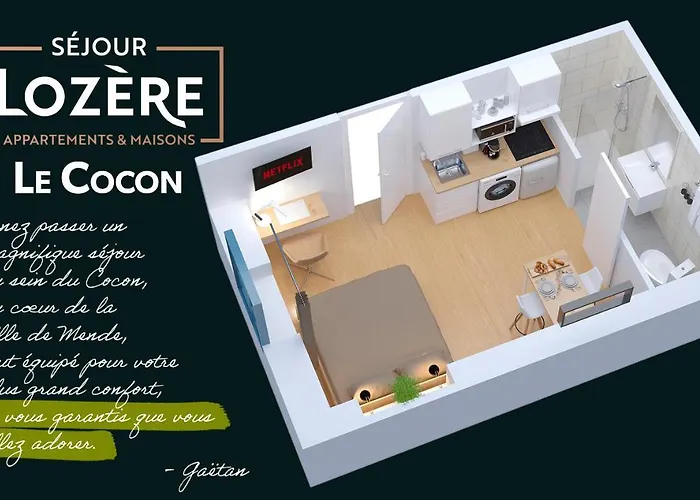 Le Cocon - Netflix/wifi Fibre - Sejour Lozere Apartman Mende